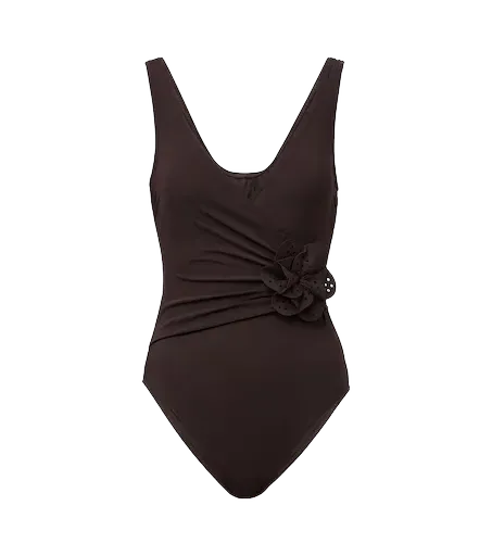 Rosetta floral-appliqué gathered swimsuit