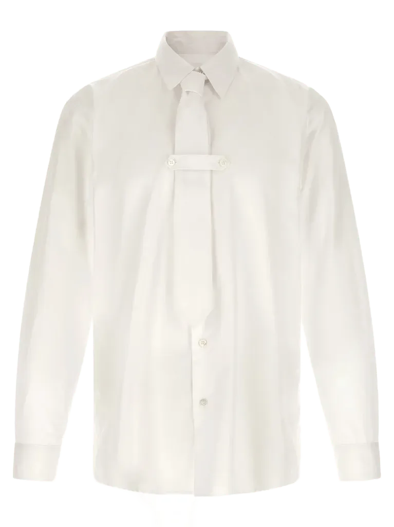 Dries Van Noten Integrated Tie Panel Shirt — White