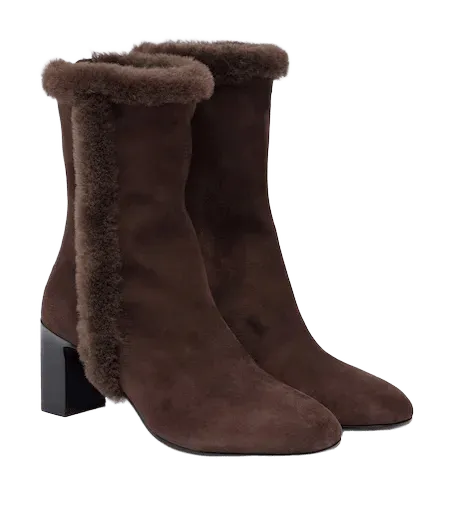 Daze shearling-trimmed suede ankle boots
