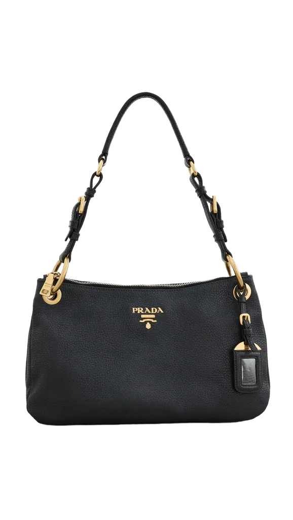 Prada Black Vitello Daino Small Shoulder Bag