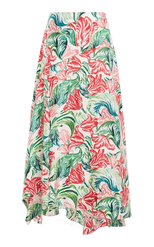 Dropped & Dramatic Silk Midi Skirt