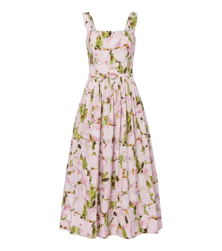 Floral cotton-blend cocktail dress