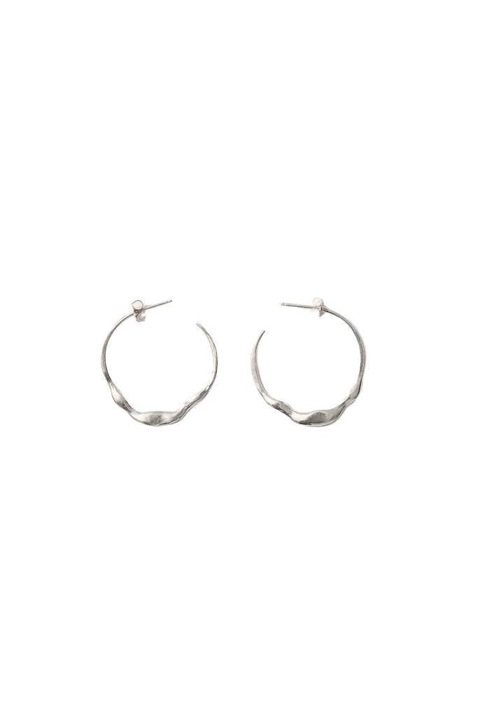 Crescent Hoop Earrings Silver