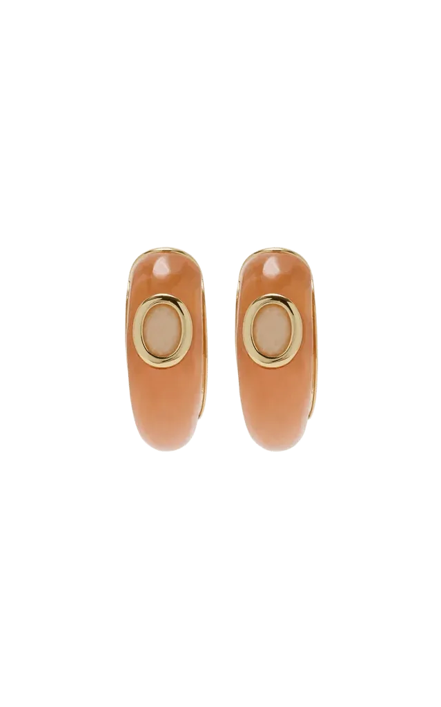 Callie 12K Gold-Plated Brass Amber and Aragonite Hoop Earrings