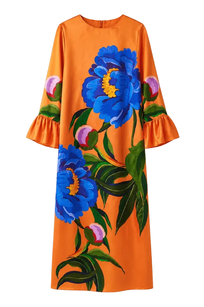 Celeste Satin Dress in Floral