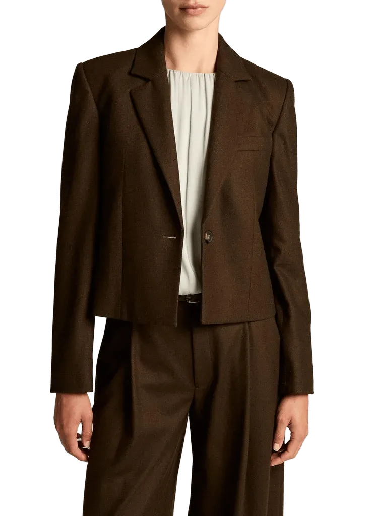 Italian Wool-Blend Flannel Short Blazer