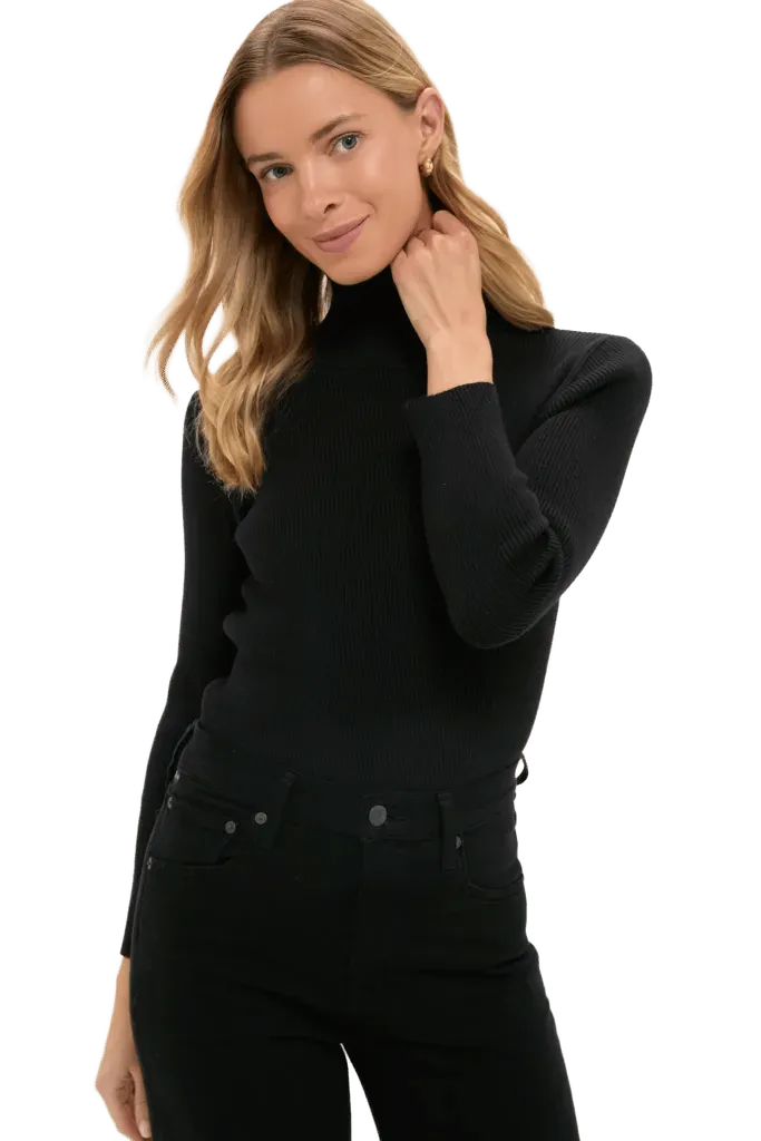 Black Arlo Ribbed Turtleneck