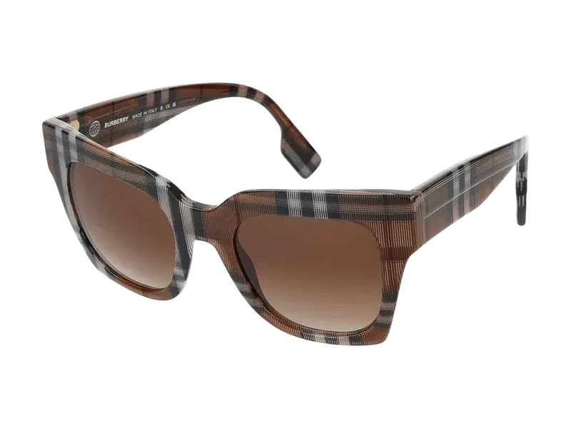 Burberry 0BE4364 Check-Pattern Acetate Sunglasses — Brown