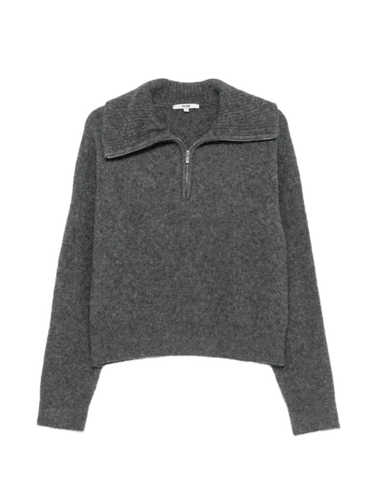 Maje half-zip high-neck sweater