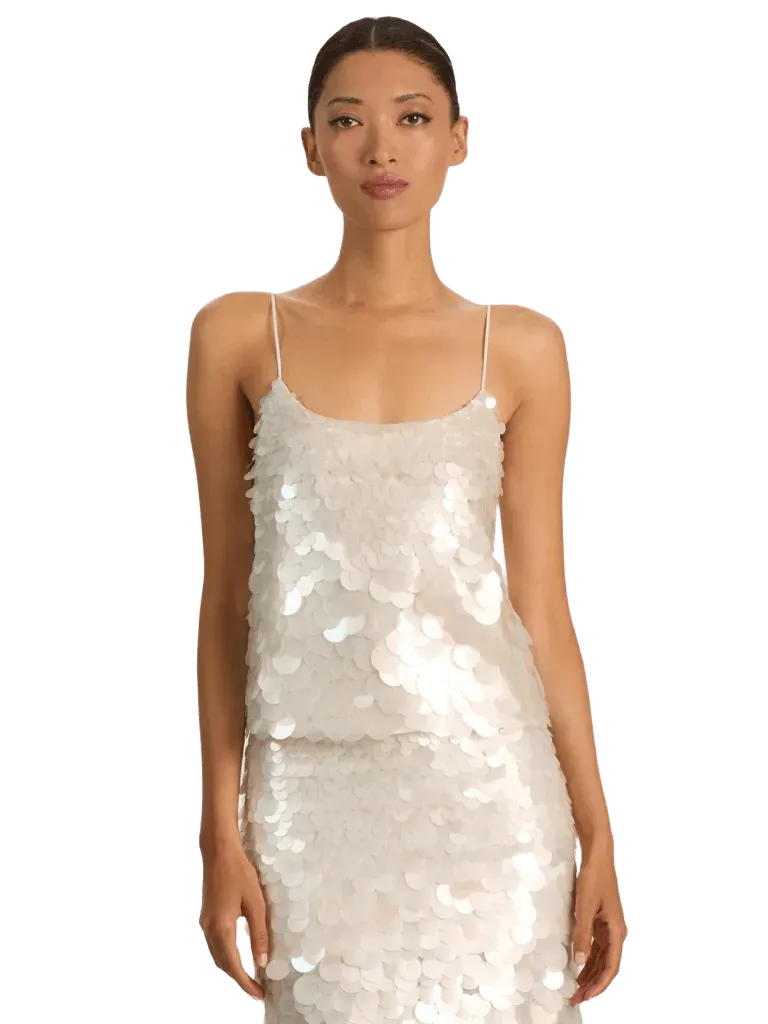 JULIA PAILLETTE TANK TOP - OFF WHITE