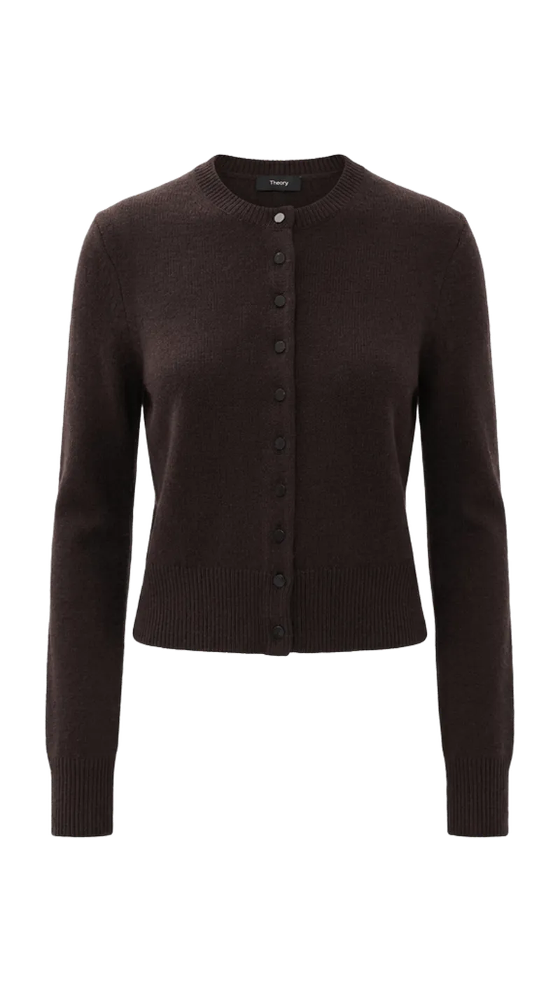 Crew Neck Button Down Cardigan