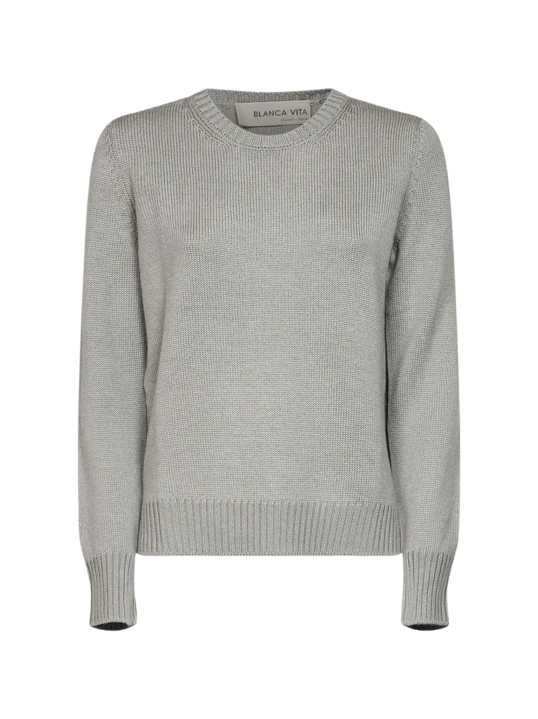 Blanca Vita Virgin Wool Crewneck Sweater — Green