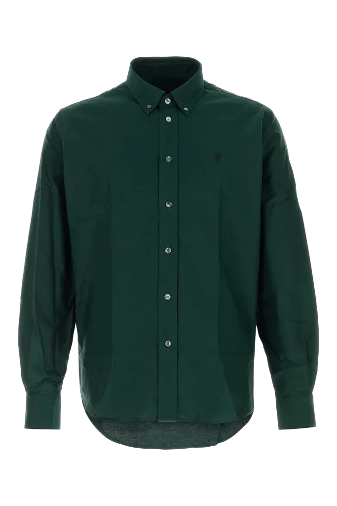 AMI Paris Oxford Cotton Shirt — Green
