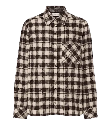 Checked wool-blend overshirt