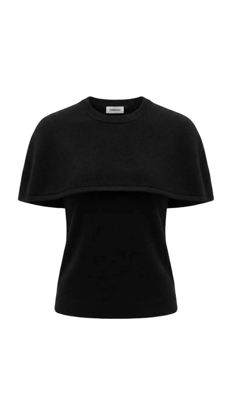 Yuki Short Sleeve Cashmere Cape Top