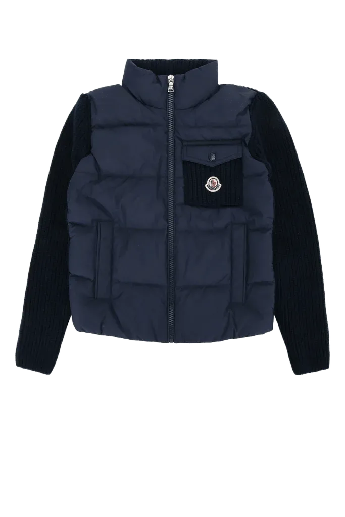 Moncler Jr Quilted Wool-Blend Gilet — Navy