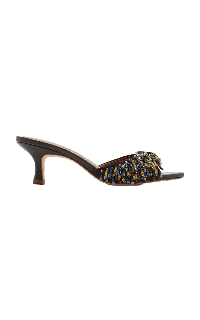 Brigitte Beaded Leather Mules