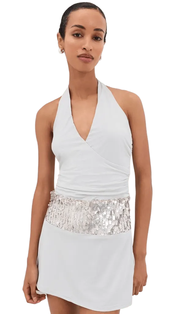 Rumi Faux Wrap Halter Mini Dress
