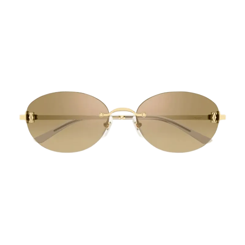 Cartier Eyewear CT0642SA002 Oval Rimless Sunglasses — Gold