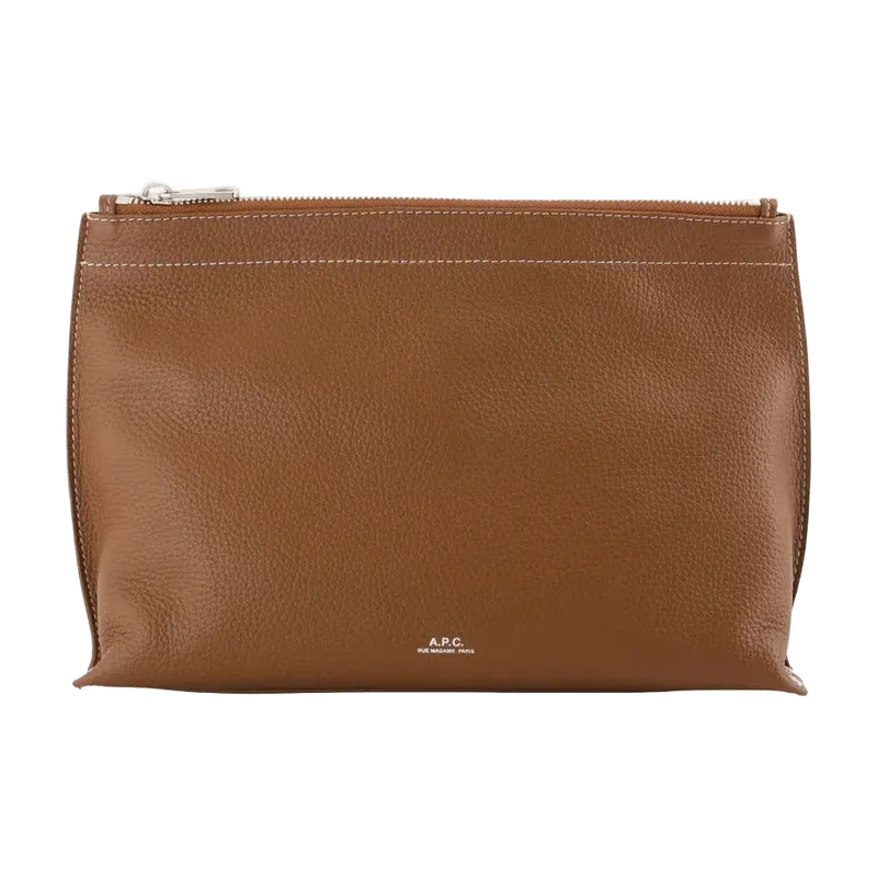 A.P.C. Grained Leather Vanity Wallet — Brown