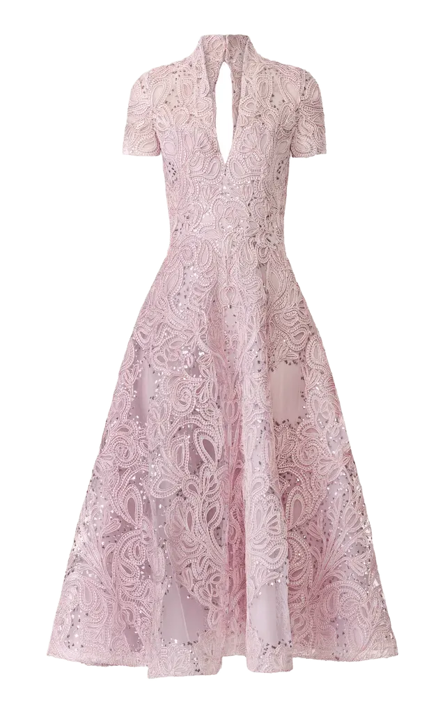 High V-Neck Sequined Midi Dress