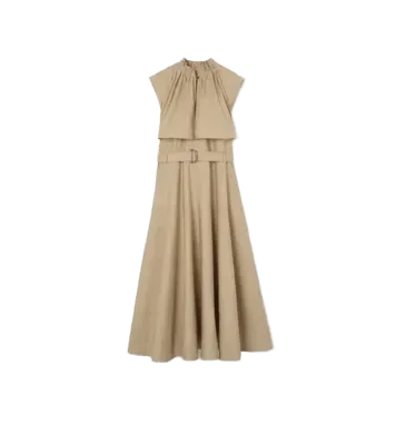 Cotton Poplin Midi Dress in Harvest beige - Women | Burberry Official
