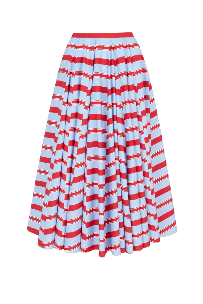Rhea Skirt in Blue & Red Striped Cotton Popclan