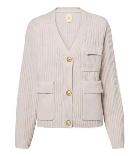 Ribbed-knit wool and cashmere cardigan