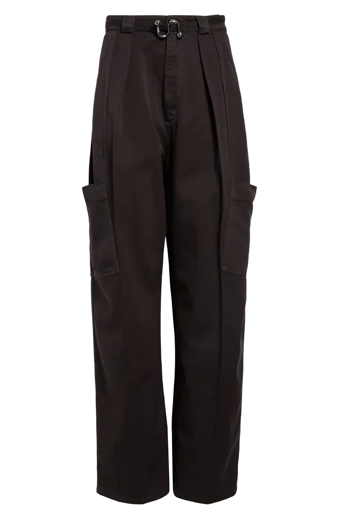 Spigola Oversize Cotton Denim Barrel Leg Cargo Pants