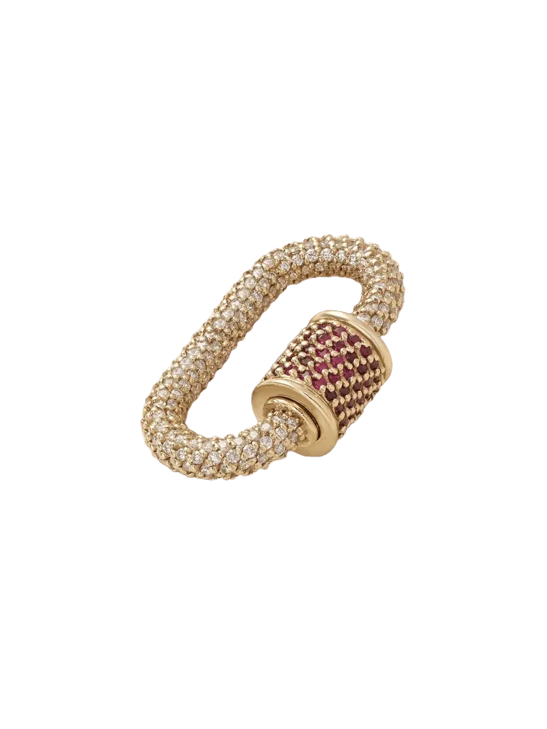Allstone Lock 14-karat gold, diamond and ruby pendant - red - One Size
