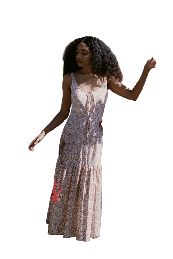 Double Drawstring Dress in Pink Limes