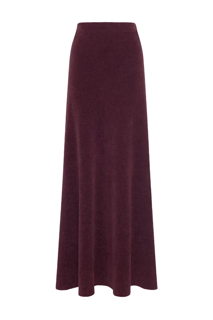 Muir Knit Skirt in Plum Silk
