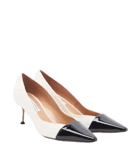 Orbit leather-trimmed tweed pumps