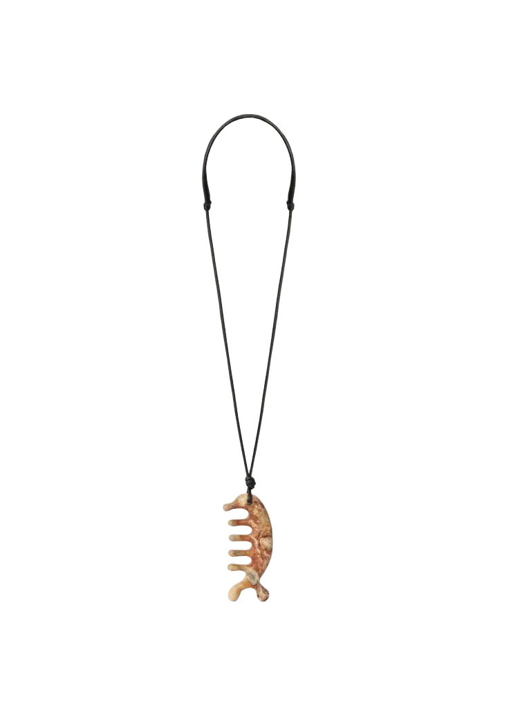 BELUGA GUA SHA NECKLACE IN YELLOW SNAKE JASPER