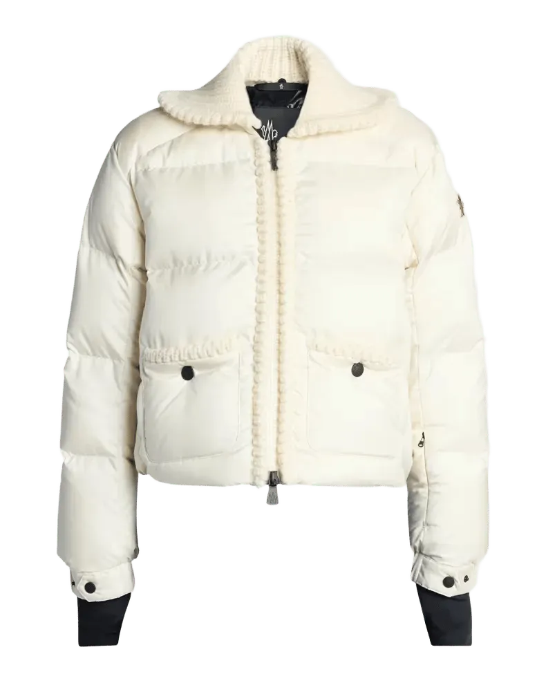 Jolie Rib Knit Collar Down Bomber Jacket