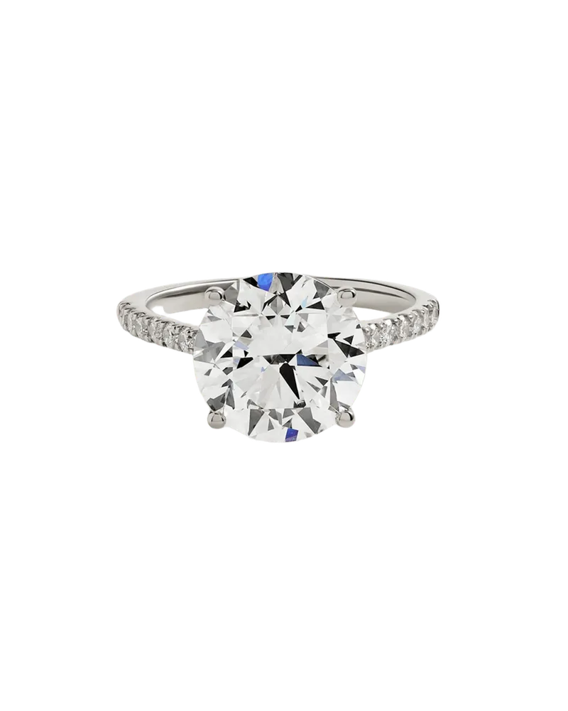 Lab Grown Diamond Round Pave Trellis Cathedral Engagement Ring - 5ct