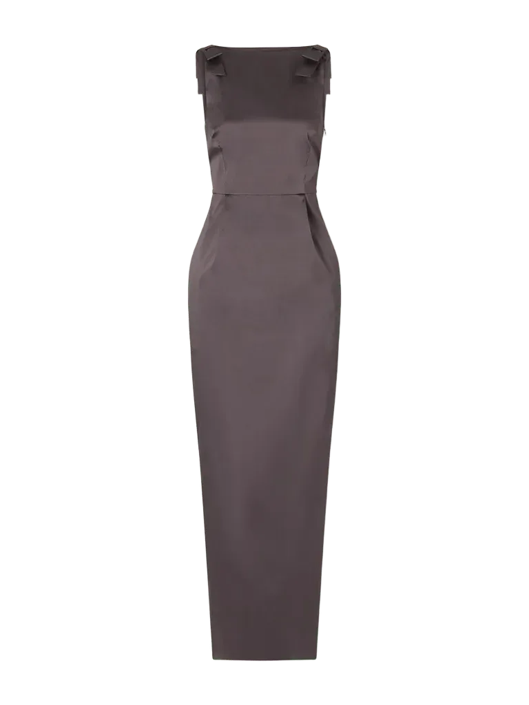 Lene bow-detailed taffeta maxi dress