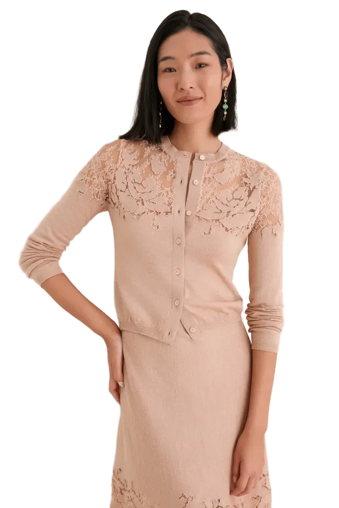 Almond Talia Lace Cardigan