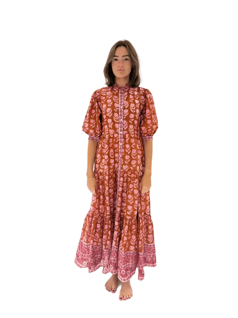 Catlyn Maxi in Brown & Pink Flower