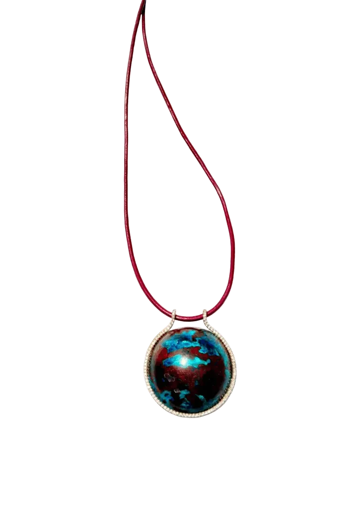 Shattuckite Healing Sphere with Diamonds