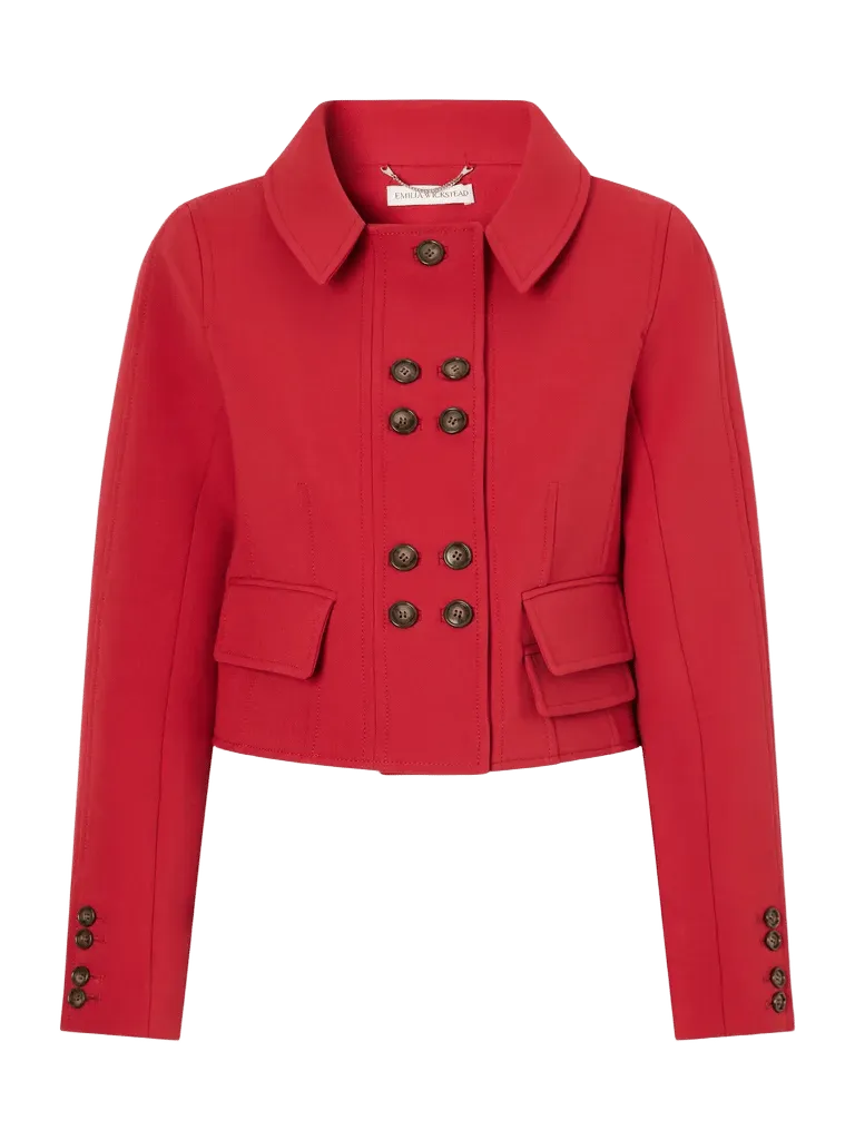 Aelin cropped darted birdseye jacket