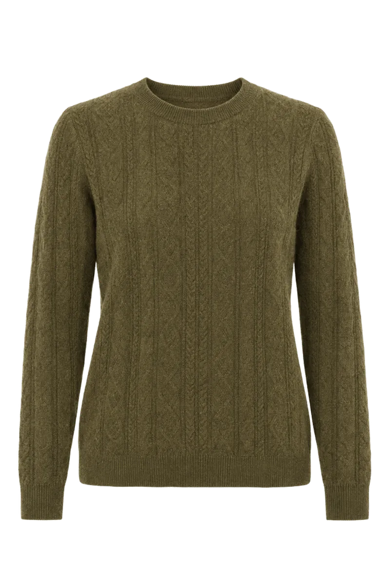 Cashmere Mixed Cable Crewneck Sweater