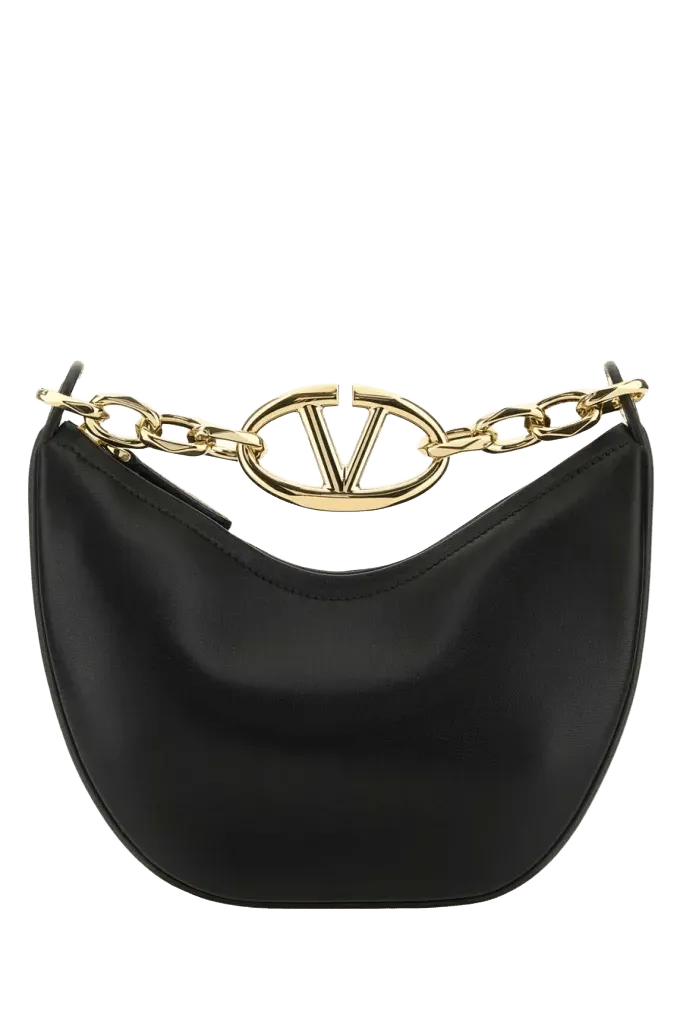 Valentino Garavani VLogo Chain-Strap Shoulder Bag — Black