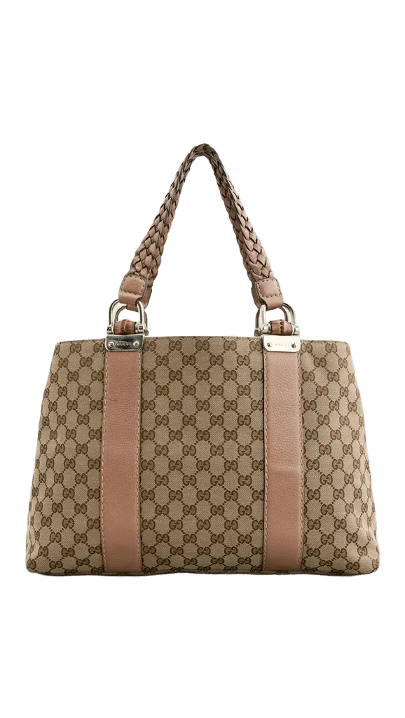 Gucci Canvas Bamboo Bar Large Tote