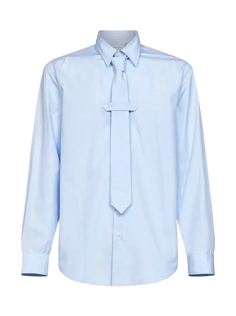 Dries Van Noten Cotton Poplin Shirt — Blue
