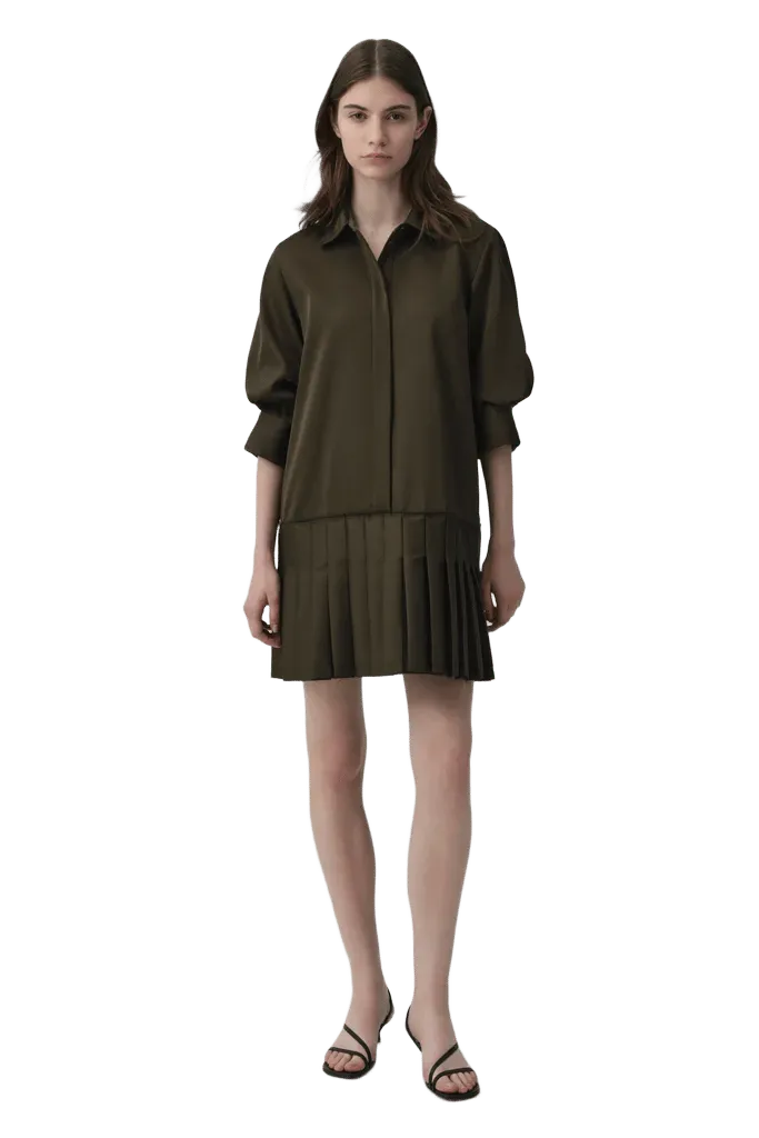 Regina Pleated Mini Shirt Dress