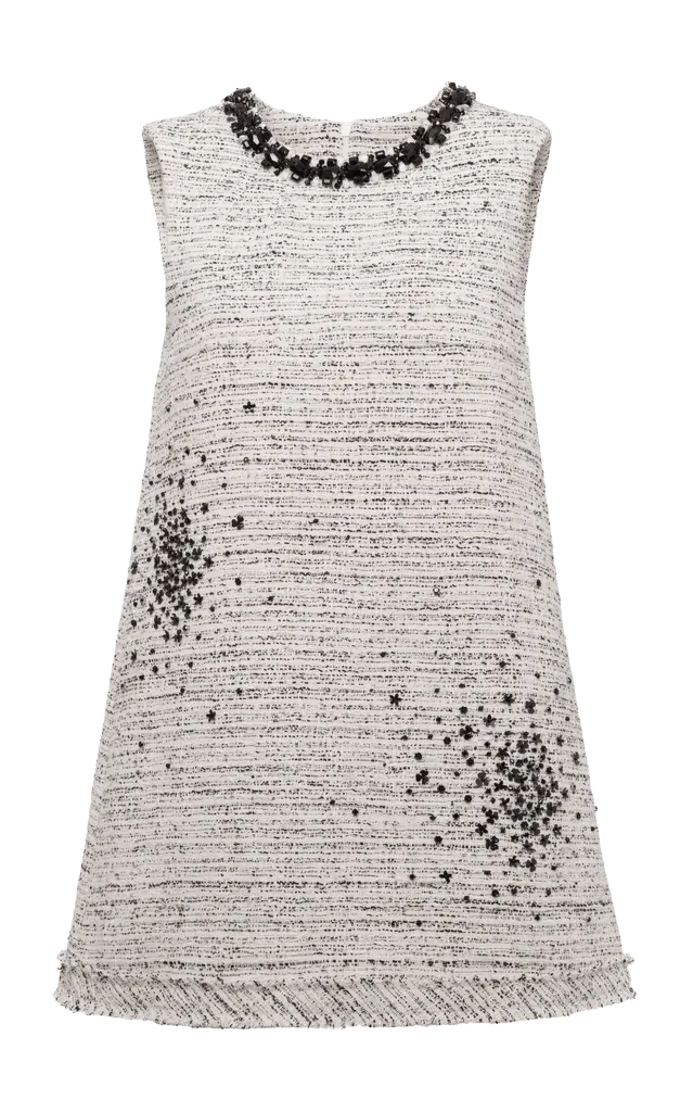 Embellished Cotton-Blend Mini Dress