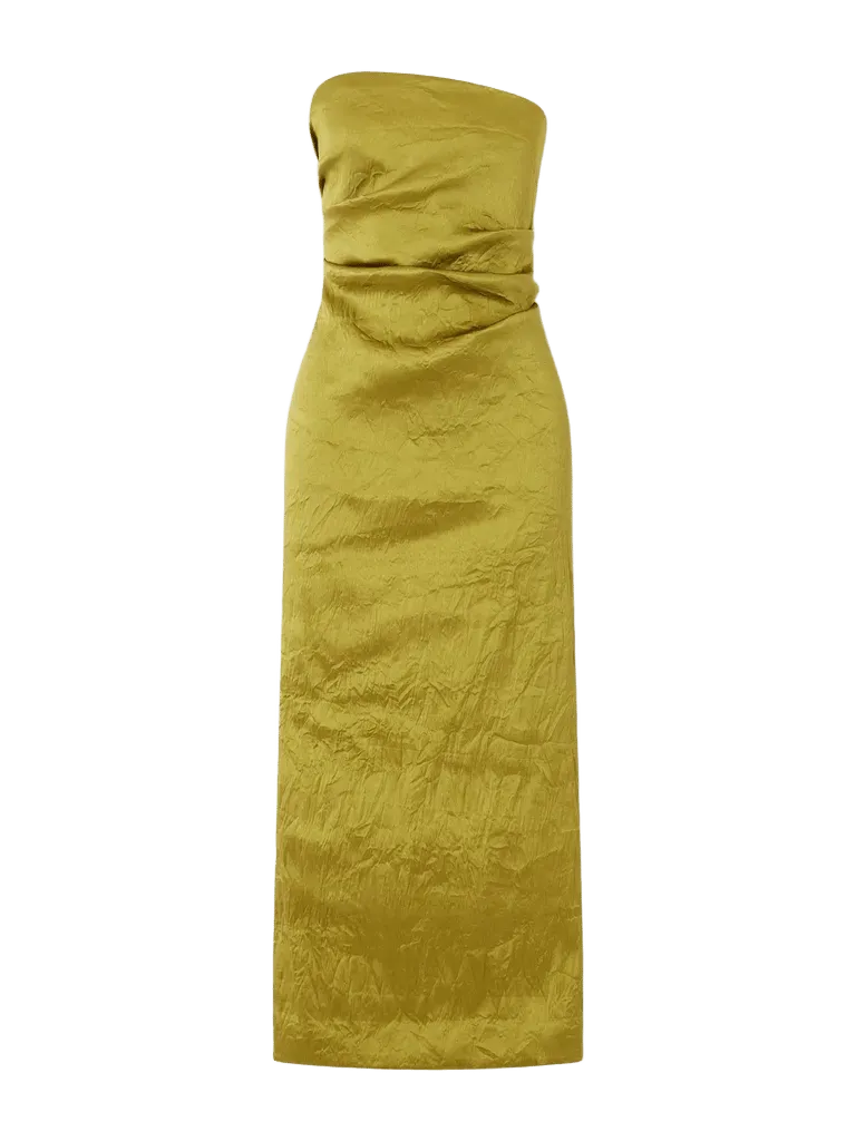 Kezia draped crinkled satin midi dress