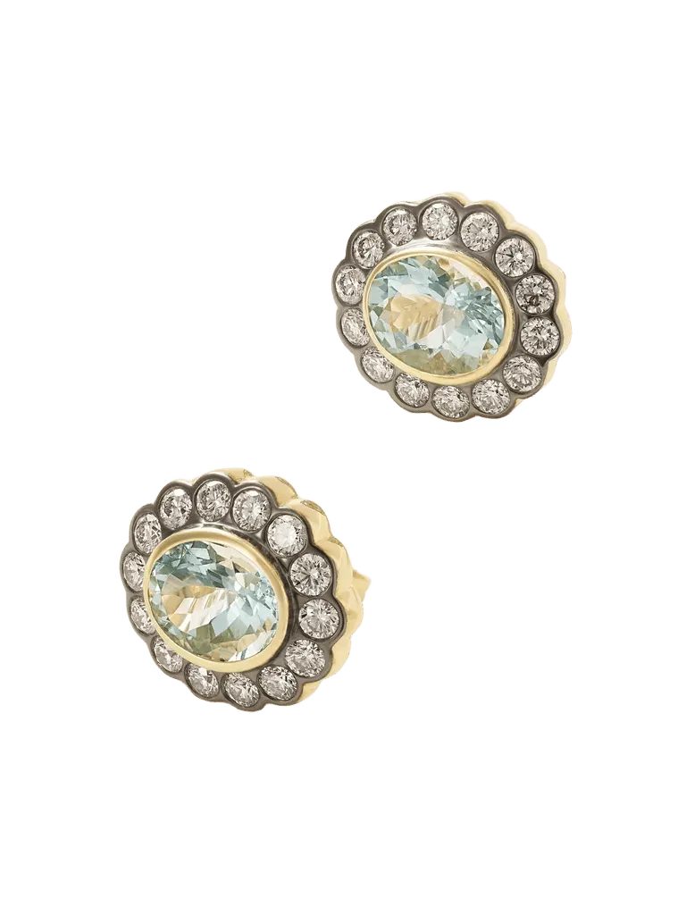 Alexandra 14-karat gold, diamond and aquamarine earrings