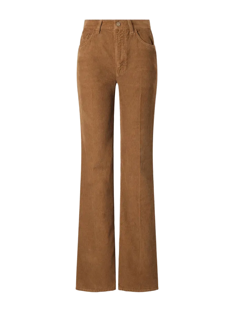 Cotton-corduroy high-rise flared pants